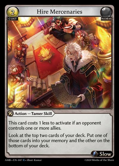 Hire Mercenaries AMB-EN-047-Normal-Rare (R) - Mortal Ambition - Grand Archive Card