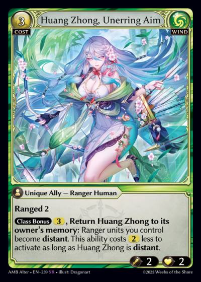 Huang Zhong, Unerring Aim AMB Alter-EN-239-Foil-Super Rare (SR) - Mortal Ambition Alter Edition - Grand Archive Card
