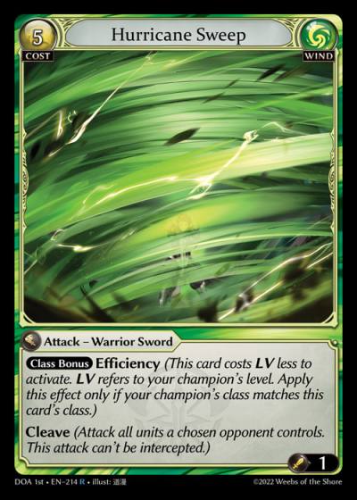 Hurricane Sweep DOA 1st-EN-214-Foil-Rare (R) - Dawn of Ashes First Edition - Grand Archive Card