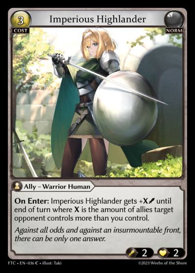 Imperious Highlander FTC-EN-036-Foil-Common (C) - Fractured Crown - Grand Archive Card