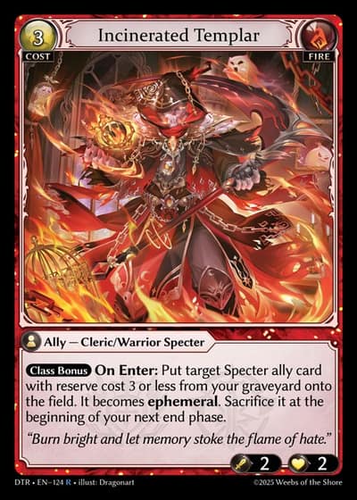Incinerated Templar DTR-EN-124-Foil-Rare (R) - Distorted Reflections - Grand Archive Card