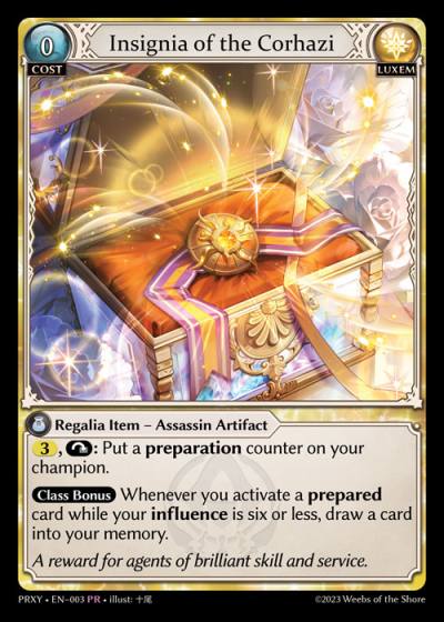 Insignia of the Corhazi PRXY-EN-003-Normal-Promotional Rare (PR) - Proxia's Vault - Grand Archive Card