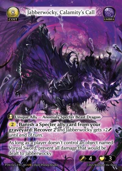 Jabberwocky, Calamity's Call PTM 1st-EN-185-Foil-Ultra Rare (UR) - Phantom Monarchs First Edition - Grand Archive Card