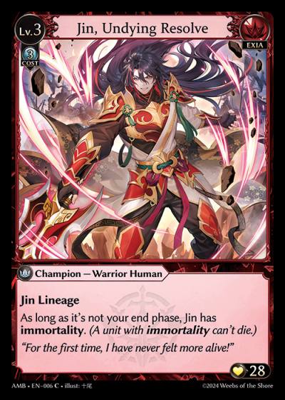 Jin, Undying Resolve AMB-EN-006-Foil-Common (C) - Mortal Ambition - Grand Archive Card