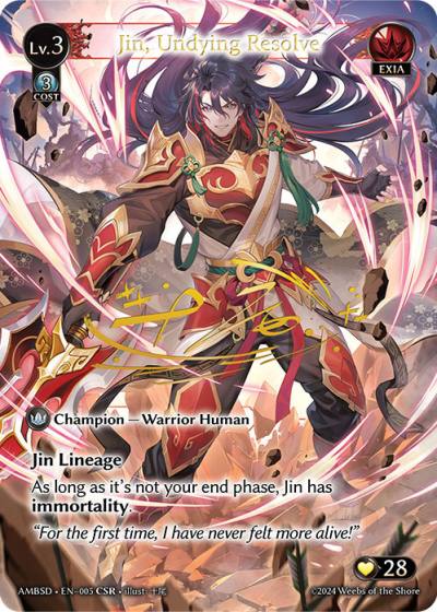 Jin, Undying Resolve AMBSD-EN-005-Foil-Collector Super Rare (CSR) - Mortal Ambition Starter Decks - Grand Archive Card