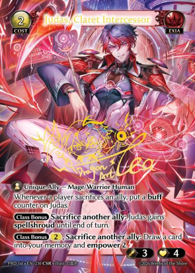 Judas, Claret Intercessor PRD 1st-EN-230-Foil-Common (C) - .asphodel/paradise First Edition - Grand Archive Card