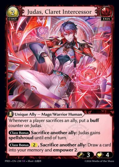 Judas, Claret Intercessor PRD-EN-230-Foil-Super Rare (SR) - .asphodel/paradise - Grand Archive Card