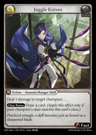 Juggle Knives DOA Alter-EN-095-Normal-Common (C) - Dawn of Ashes Alter Edition - Grand Archive Card