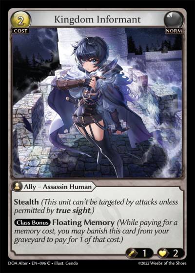 Kingdom Informant DOA Alter-EN-096-Normal-Common (C) - Dawn of Ashes Alter Edition - Grand Archive Card