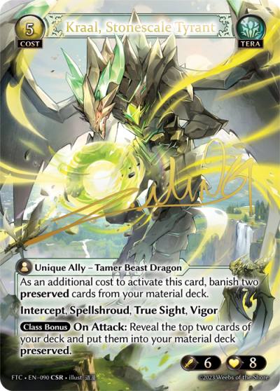 Kraal, Stonescale Tyrant FTC-EN-090-Foil-Collector Super Rare (CSR) - Fractured Crown - Grand Archive Card