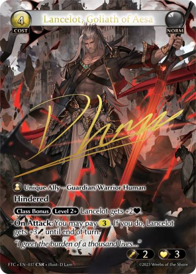 Lancelot, Goliath of Aesa FTC-EN-037-Foil-Collector Super Rare (CSR) - Fractured Crown - Grand Archive Card
