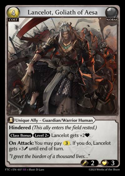 Lancelot, Goliath of Aesa FTC-EN-037-Foil-Super Rare (SR) - Fractured Crown - Grand Archive Card
