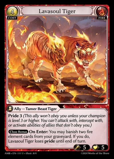 Lavasoul Tiger AMB-EN-111-Normal-Uncommon (U) - Mortal Ambition - Grand Archive Card
