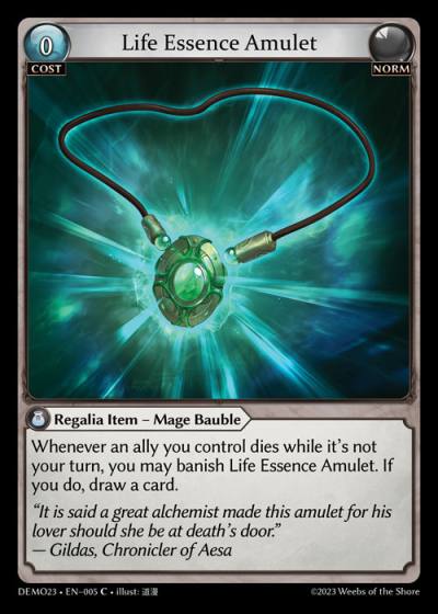 Life Essence Amulet DEMO23-EN-005-Normal-Common (C) - LGS Demo 2023 - Grand Archive Card
