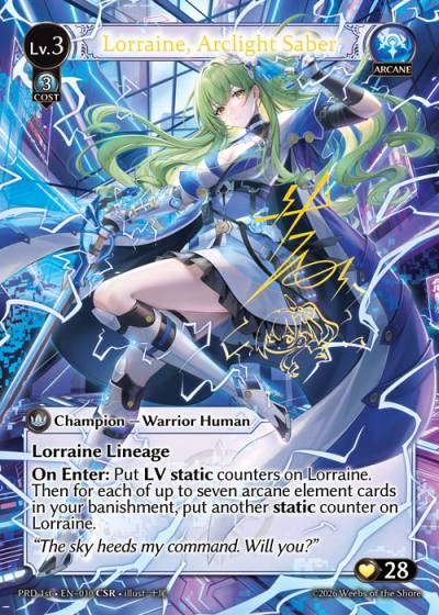 Lorraine, Arclight Saber PRD 1st-EN-010-Foil-Common (C) - .asphodel/paradise First Edition - Grand Archive Card