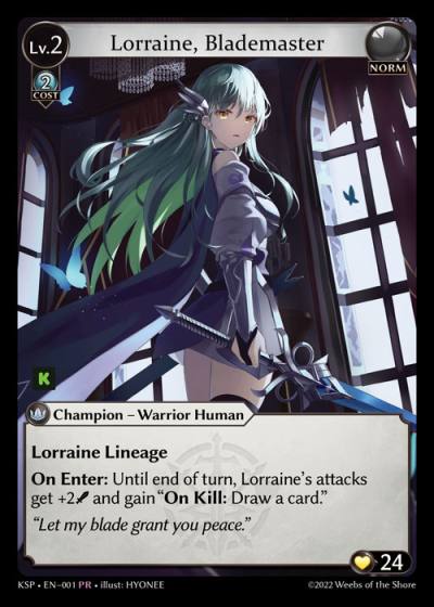 Lorraine, Blademaster KSP-EN-001-Foil-Promotional Rare (PR) - Kickstarter Promotional - Grand Archive Card