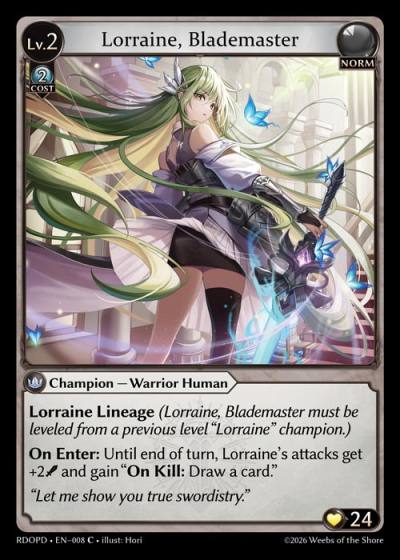 Lorraine, Blademaster RDOPD-EN-008-Normal-Common (C) - Radiant Origins Pantheon Decks - Grand Archive Card
