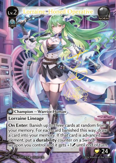 Lorraine, Honed Operative PRD 1st-EN-009-Foil-Common (C) - .asphodel/paradise First Edition - Grand Archive Card
