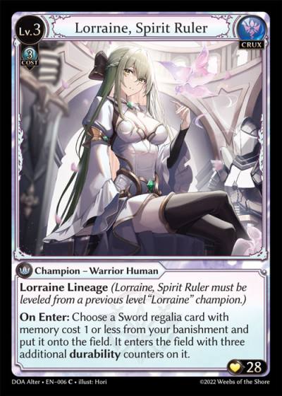 Lorraine, Spirit Ruler DOA Alter-EN-006-Normal-Common (C) - Dawn of Ashes Alter Edition - Grand Archive Card