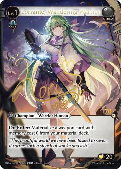 Lorraine, Wandering Warrior DOA 1st-EN-004-Foil-Collector Ultra Rare (CUR) - Dawn of Ashes First Edition - Grand Archive Card