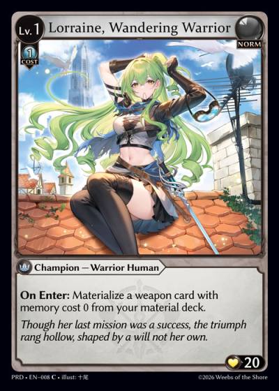Lorraine, Wandering Warrior PRD-EN-008-Foil-Common (C) - .asphodel/paradise - Grand Archive Card