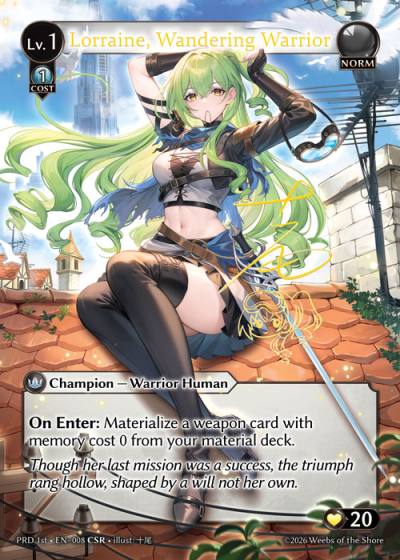 Lorraine, Wandering Warrior PRD 1st-EN-008-Foil-Common (C) - .asphodel/paradise First Edition - Grand Archive Card