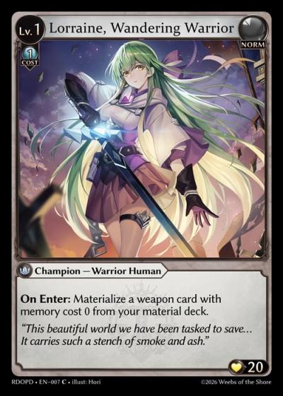 Lorraine, Wandering Warrior RDOPD-EN-007-Normal-Common (C) - Radiant Origins Pantheon Decks - Grand Archive Card