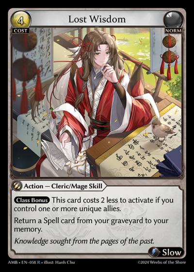 Lost Wisdom AMB-EN-058-Normal-Rare (R) - Mortal Ambition - Grand Archive Card
