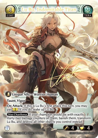 Lu Bu, Indomitable Titan HVN 1st-EN-208-Normal-Collector Ultra Rare (CUR) - Abyssal Heaven First Edition - Grand Archive Card