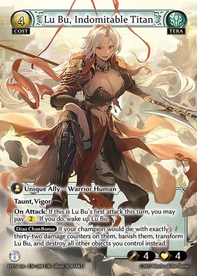 Lu Bu, Indomitable Titan HVN 1st-EN-208-Foil-Ultra Rare (UR) - Abyssal Heaven First Edition - Grand Archive Card