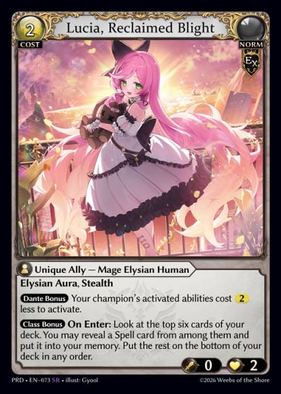 Lucia, Reclaimed Blight PRD-EN-073-Foil-Super Rare (SR) - .asphodel/paradise - Grand Archive Card
