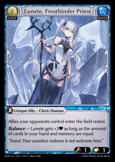 Lunete, Frostbinder Priest DOA 1st-EN-178-Normal-Rare (R) - Dawn of Ashes First Edition - Grand Archive Card