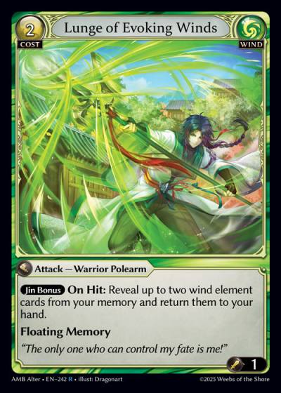 Lunge of Evoking Winds AMB Alter-EN-242-Foil-Rare (R) - Mortal Ambition Alter Edition - Grand Archive Card