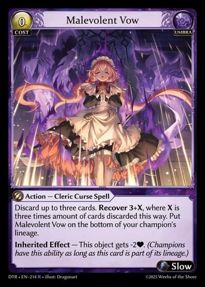 Malevolent Vow DTR-EN-214-Foil-Rare (R) - Distorted Reflections - Grand Archive Card