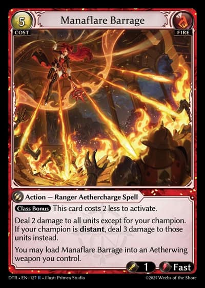 Manaflare Barrage DTR-EN-127-Foil-Rare (R) - Distorted Reflections - Grand Archive Card