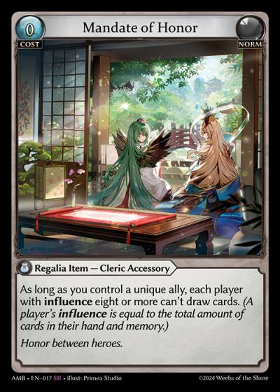 Mandate of Honor AMB-EN-017-Normal-Super Rare (SR) - Mortal Ambition - Grand Archive Card