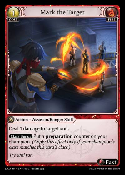 Mark the Target DOA 1st-EN-145-Normal-Common (C) - Dawn of Ashes First Edition - Grand Archive Card