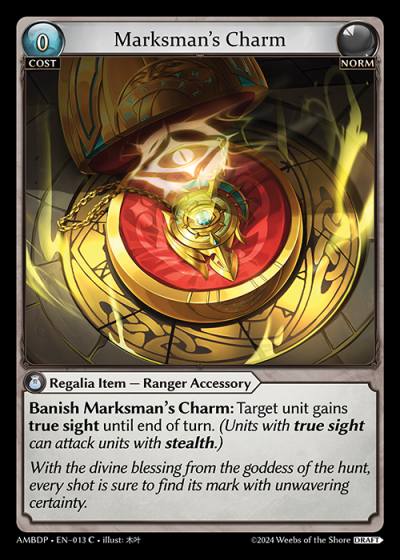 Marksman's Charm AMBDP-EN-013-Normal-Common (C) - Mortal Ambition Draft Pack - Grand Archive Card