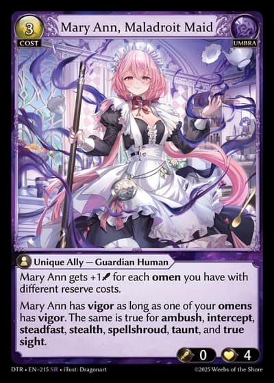 Mary Ann, Maladroit Maid DTR-EN-215-Foil-Super Rare (SR) - Distorted Reflections - Grand Archive Card