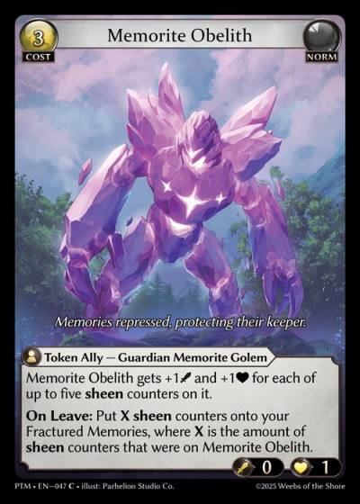 Memorite Obelith PTM-EN-047-Foil-Common (C) - Phantom Monarchs - Grand Archive Card