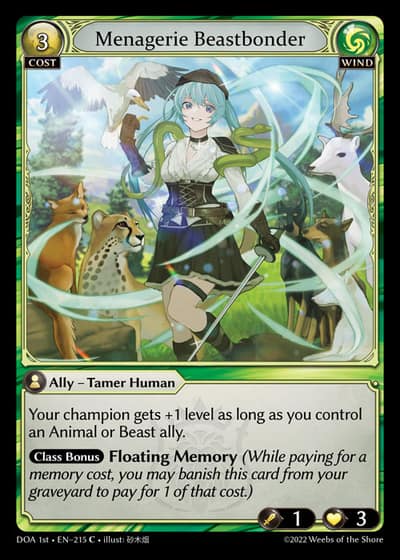 Menagerie Beastbonder DOA 1st-EN-215-Foil-Common (C) - Dawn of Ashes First Edition - Grand Archive Card
