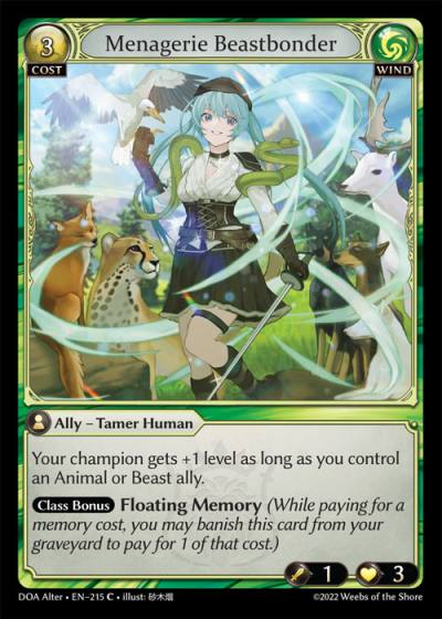 Menagerie Beastbonder DOA Alter-EN-215-Normal-Common (C) - Dawn of Ashes Alter Edition - Grand Archive Card