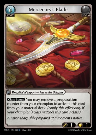 Mercenary's Blade MRC-EN-011-Foil-Rare (R) - Mercurial Heart - Grand Archive Card