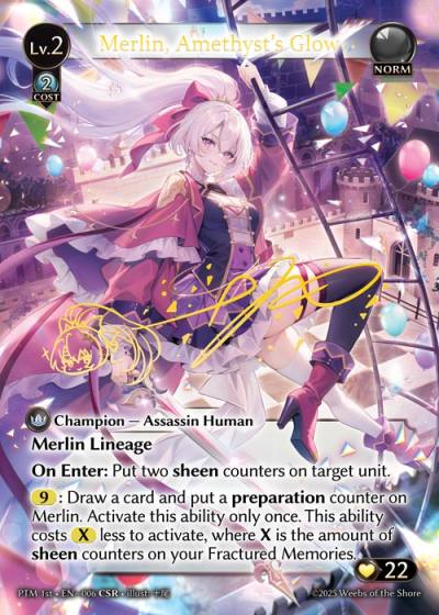 Merlin, Amethyst's Glow PTM 1st-EN-006-Foil-Common (C) - Phantom Monarchs First Edition - Grand Archive Card