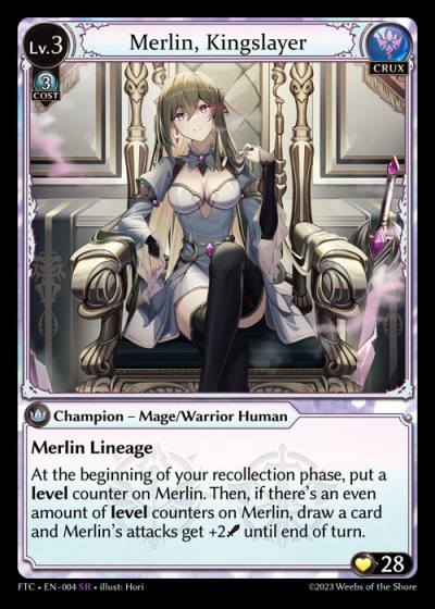 Merlin, Kingslayer FTC-EN-004-Normal-Super Rare (SR) - Fractured Crown - Grand Archive Card