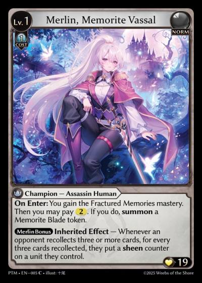 Merlin, Memorite Vassal PTM-EN-005-Normal-Common (C) - Phantom Monarchs - Grand Archive Card