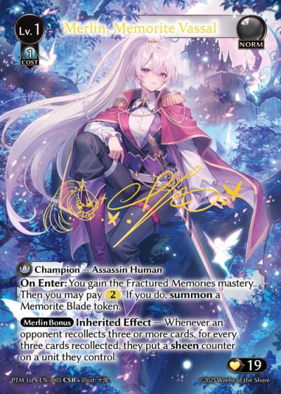 Merlin, Memorite Vassal PTM 1st-EN-005-Foil-Common (C) - Phantom Monarchs First Edition - Grand Archive Card