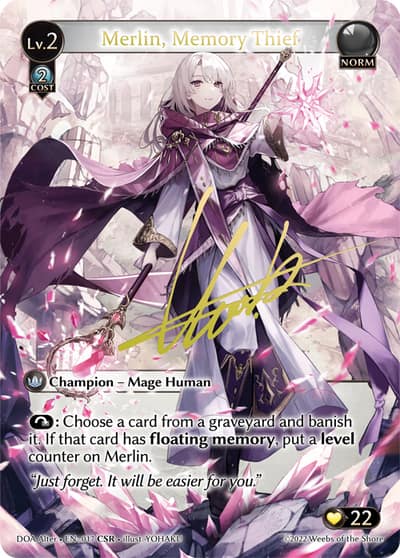 Merlin, Memory Thief 017 Dawn of Ashes Alter Edition Grand Archive card
