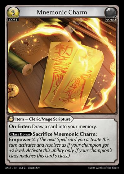 Mnemonic Charm AMB-EN-061-Normal-Common (C) - Mortal Ambition - Grand Archive Card
