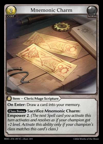 Mnemonic Charm RDO-EN-097-Foil-Common (C) - Radiant Origins - Grand Archive Card
